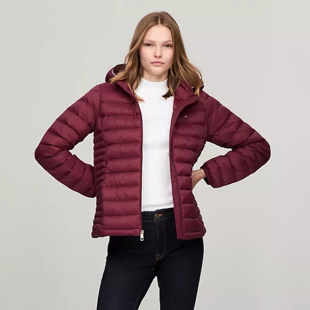 Tommy Hilfiger Wine Lightweight Puffer Jacket